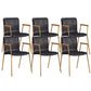 Industrial Metal Chair Dining Room Faux Leather Upholstered Arm Chair Black 6 Piece Set Gold Clearhalo 'Dining Chairs' 'Dining Tables & Seating' 'dining_chair' 'furn' 'furn_dining_chair' 'Furniture' 'Kitchen & Dining Furniture' 6453185