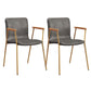 Industrial Metal Chair Dining Room Faux Leather Upholstered Arm Chair Grey 2 Piece Set Gold Clearhalo 'Dining Chairs' 'Dining Tables & Seating' 'dining_chair' 'furn' 'furn_dining_chair' 'Furniture' 'Kitchen & Dining Furniture' 6453187