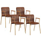 Industrial Metal Chair Dining Room Faux Leather Upholstered Arm Chair Brown 4 Piece Set Gold Clearhalo 'Dining Chairs' 'Dining Tables & Seating' 'dining_chair' 'furn' 'furn_dining_chair' 'Furniture' 'Kitchen & Dining Furniture' 6453192