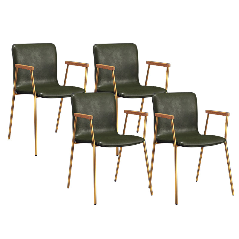 Industrial Metal Chair Dining Room Faux Leather Upholstered Arm Chair Green 4 Piece Set Gold Clearhalo 'Dining Chairs' 'Dining Tables & Seating' 'dining_chair' 'furn' 'furn_dining_chair' 'Furniture' 'Kitchen & Dining Furniture' 6453196