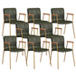 Industrial Metal Chair Dining Room Faux Leather Upholstered Arm Chair Green 8 Piece Set Gold Clearhalo 'Dining Chairs' 'Dining Tables & Seating' 'dining_chair' 'furn' 'furn_dining_chair' 'Furniture' 'Kitchen & Dining Furniture' 6453198