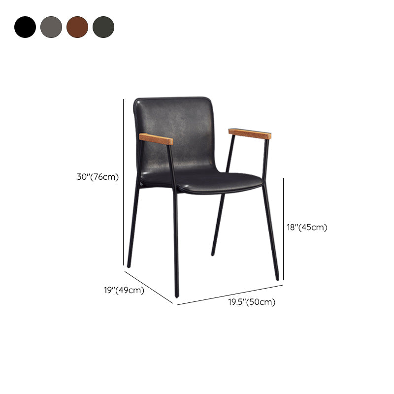 Industrial Metal Chair Dining Room Faux Leather Upholstered Arm Chair Clearhalo 'Dining Chairs' 'Dining Tables & Seating' 'dining_chair' 'furn' 'furn_dining_chair' 'Furniture' 'Kitchen & Dining Furniture' 6453199