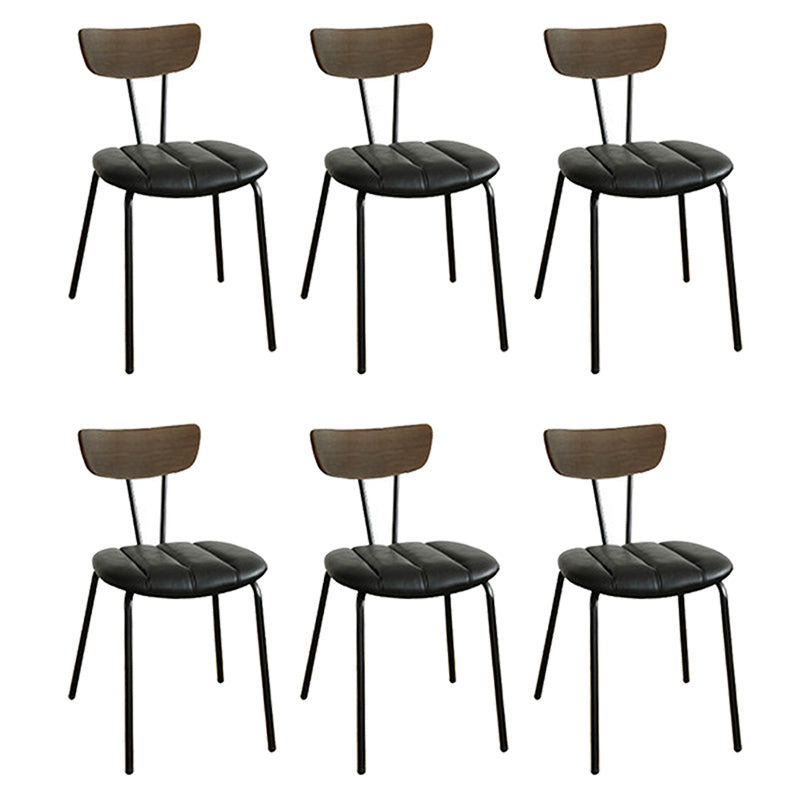 Home Kitchen Industrial Side Chair PU Leather Upholstered Armless Chair