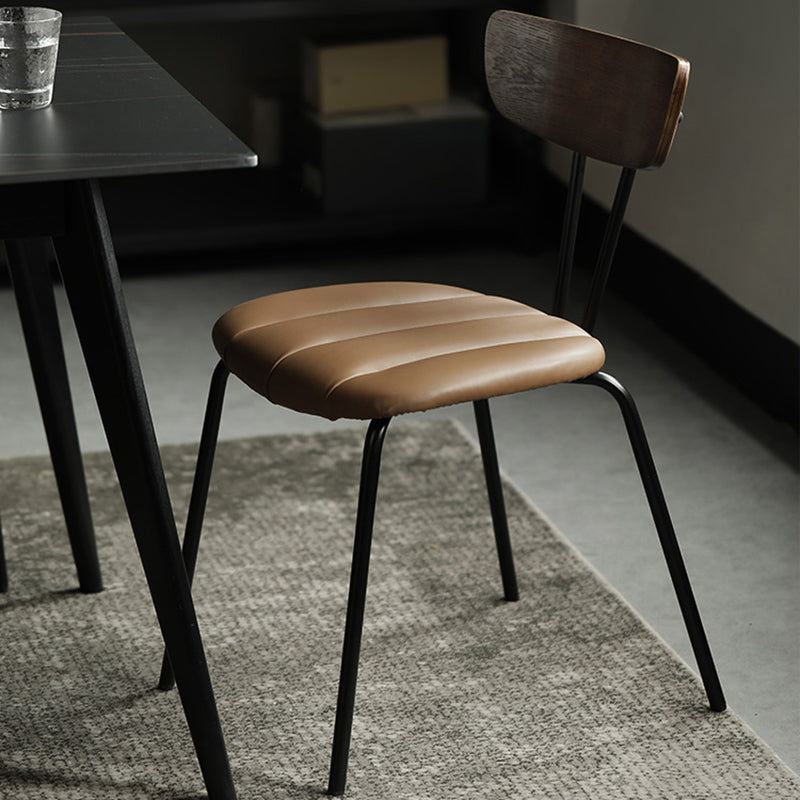 Home Kitchen Industrial Side Chair PU Leather Upholstered Armless Chair
