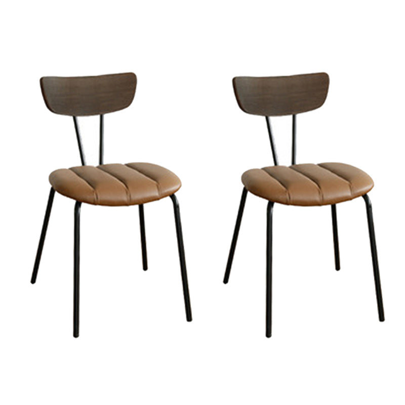 Home Kitchen Industrial Side Chair PU Leather Upholstered Armless Chair