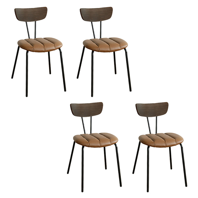 Home Kitchen Industrial Side Chair PU Leather Upholstered Armless Chair