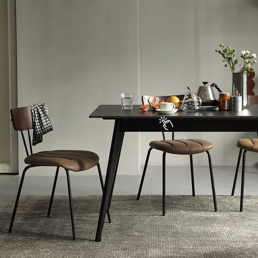 Home Kitchen Industrial Side Chair PU Leather Upholstered Armless Chair