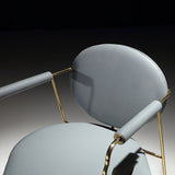 Silla de comedor de cuero con silla de brazo glamorosa con marco de oro para el hogar