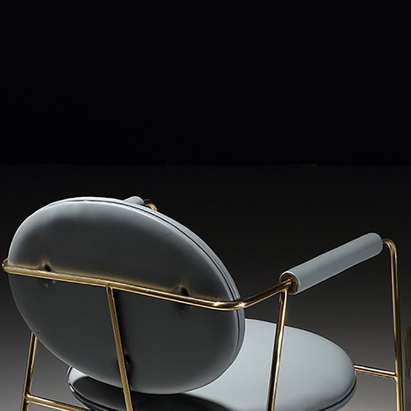 Silla de comedor de cuero con silla de brazo glamorosa con marco de oro para el hogar