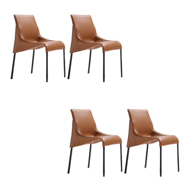 Contemporary Side Chair Leather Armless Dining Chair for Dining Room