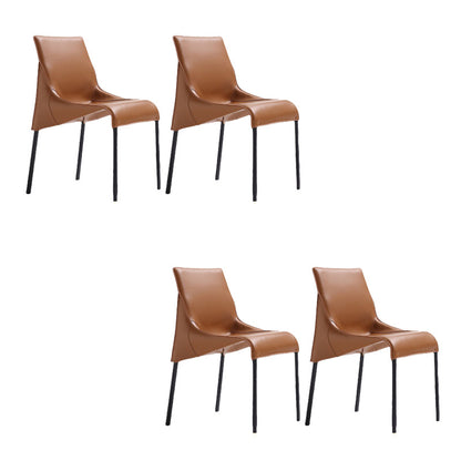 Contemporary Side Chair Leather Armless Dining Chair for Dining Room