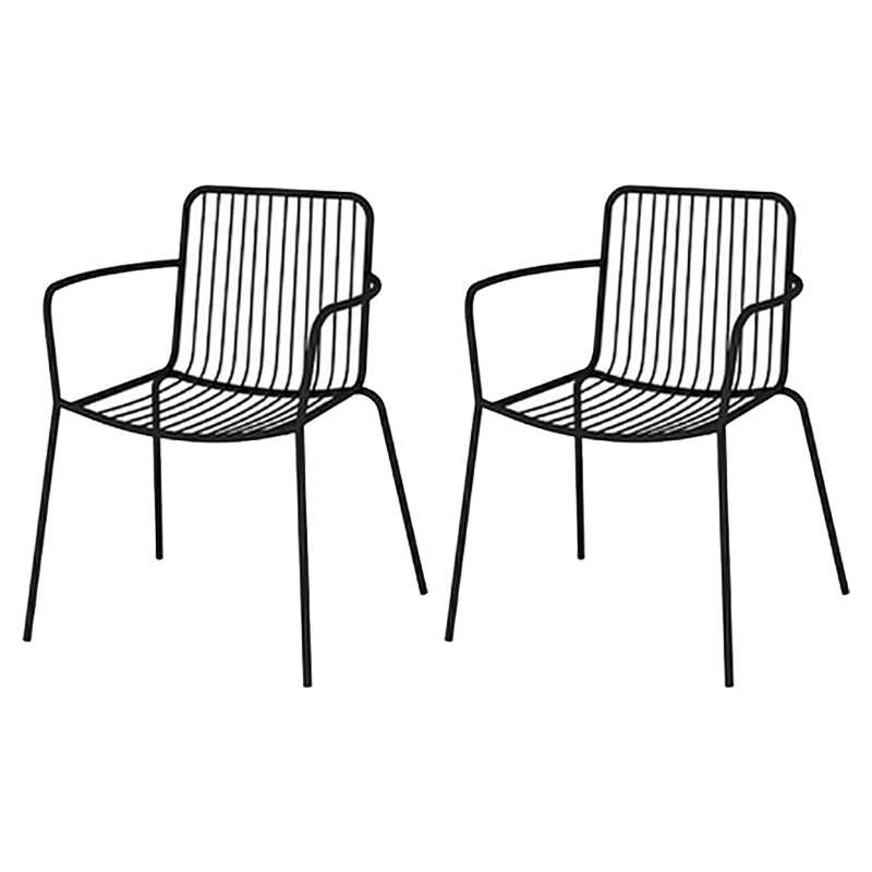Industrial Patio Dining Chair Slat Back Metal Dining Arm Chairs