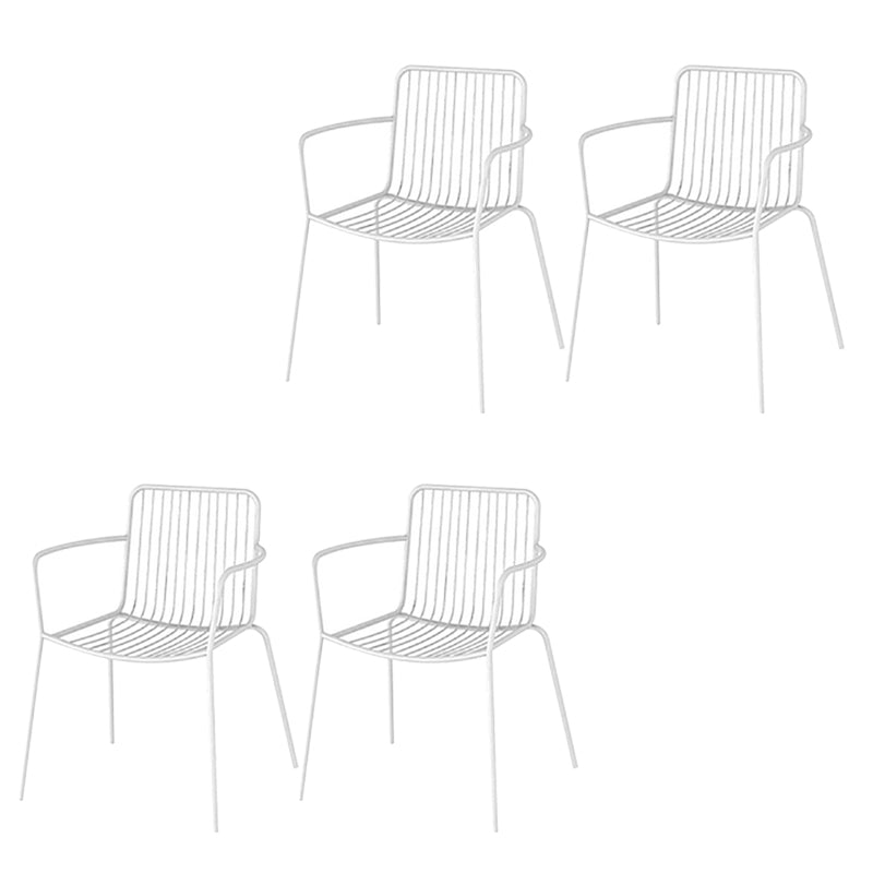 Industrial Patio Dining Chair Slat Back Metal Dining Arm Chairs