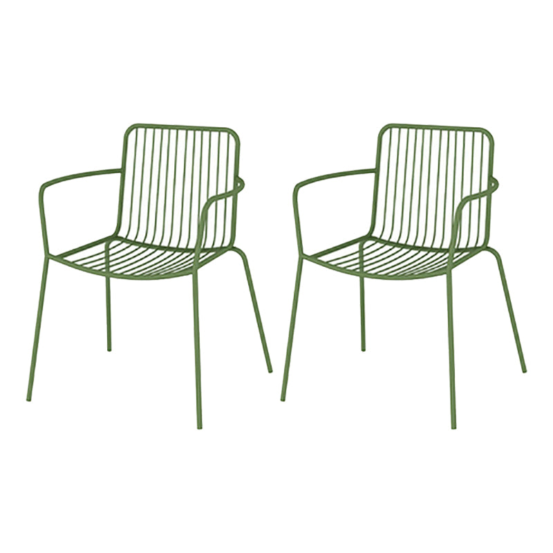 Industrial Patio Dining Chair Slat Back Metal Dining Arm Chairs