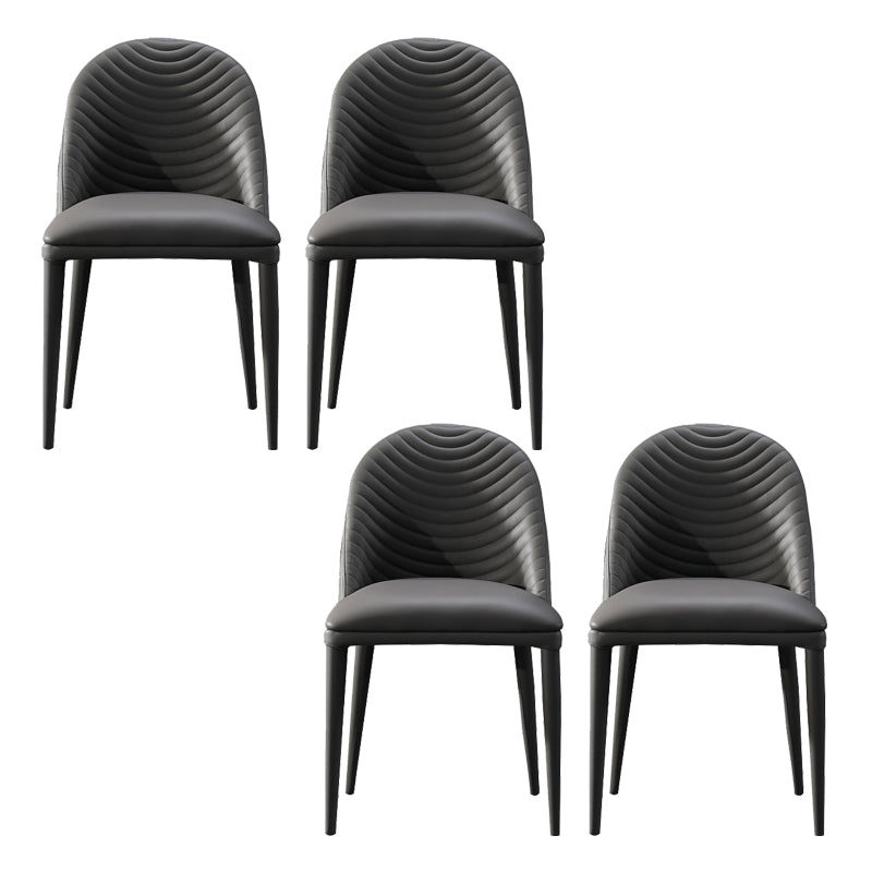 Parsons Side Chair Leather Metal Base Dining Chair for Dining Room Grey 4 Piece Set Clearhalo 'Dining Chairs' 'Dining Tables & Seating' 'dining_chair' 'furn' 'furn_dining_chair' 'Furniture' 'Kitchen & Dining Furniture' 6453338