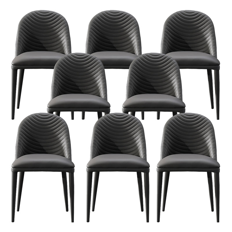 Parsons Side Chair Leather Metal Base Dining Chair for Dining Room Grey 8 Piece Set Clearhalo 'Dining Chairs' 'Dining Tables & Seating' 'dining_chair' 'furn' 'furn_dining_chair' 'Furniture' 'Kitchen & Dining Furniture' 6453339