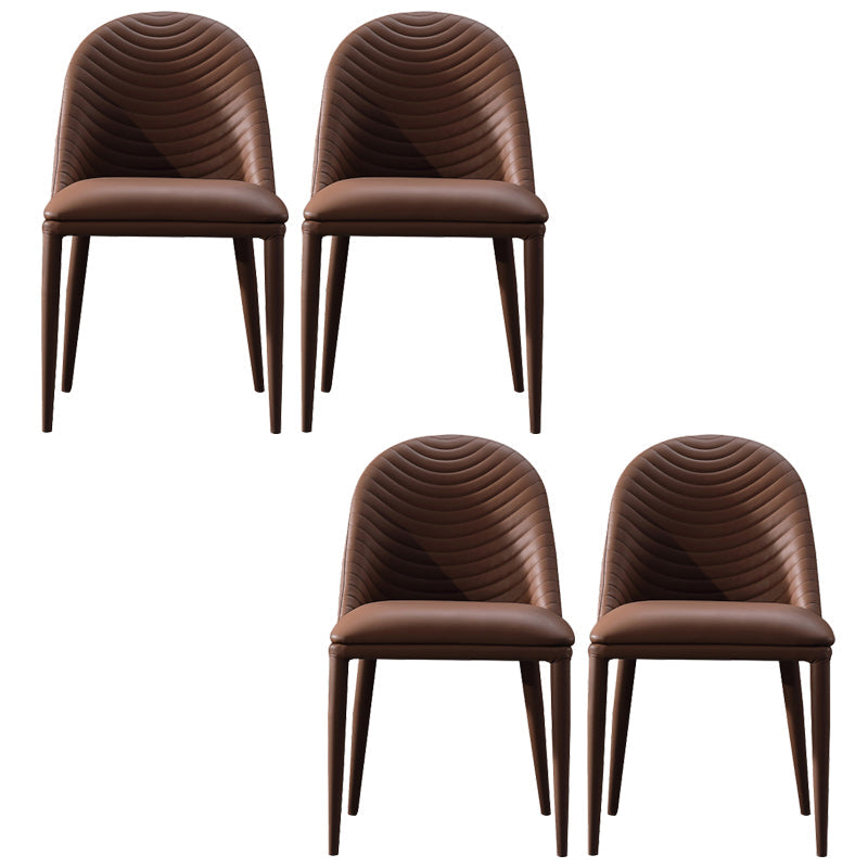 Parsons Side Chair Leather Metal Base Dining Chair for Dining Room Brown 4 Piece Set Clearhalo 'Dining Chairs' 'Dining Tables & Seating' 'dining_chair' 'furn' 'furn_dining_chair' 'Furniture' 'Kitchen & Dining Furniture' 6453341
