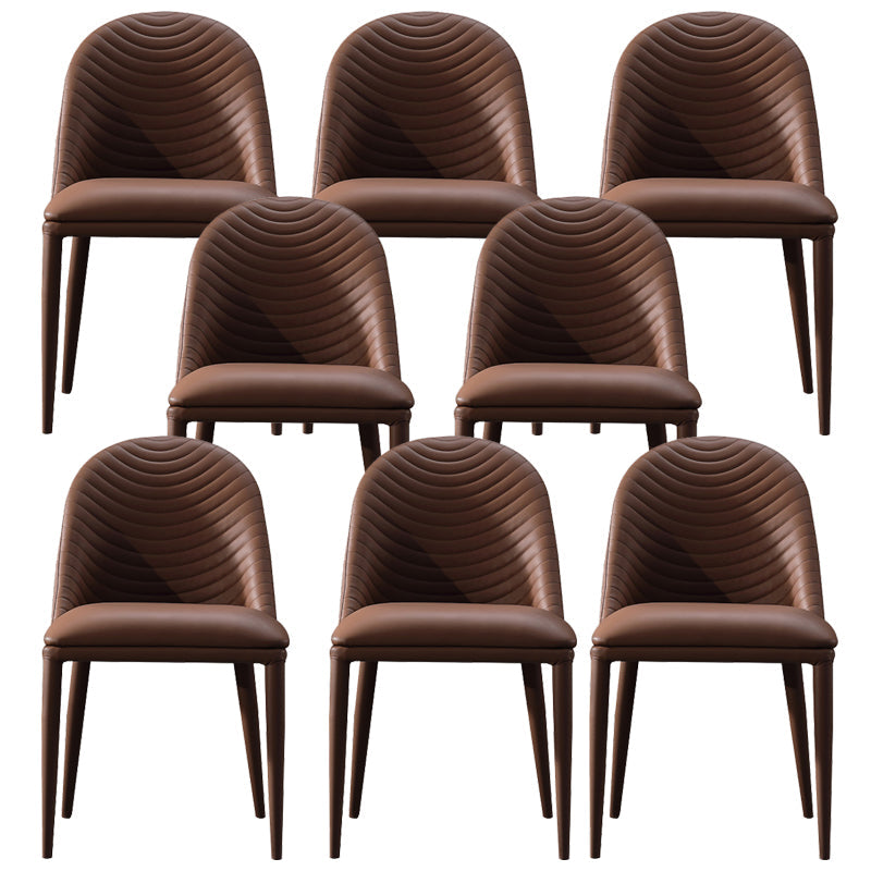Parsons Side Chair Leather Metal Base Dining Chair for Dining Room Brown 8 Piece Set Clearhalo 'Dining Chairs' 'Dining Tables & Seating' 'dining_chair' 'furn' 'furn_dining_chair' 'Furniture' 'Kitchen & Dining Furniture' 6453343