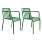 Dining Room Industrial Chair Metal Slat Back Dining Chair in Green