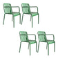 Dining Room Industrial Chair Metal Slat Back Dining Chair in Green