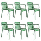 Dining Room Industrial Chair Metal Slat Back Dining Chair in Green