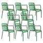 Dining Room Industrial Chair Metal Slat Back Dining Chair in Green