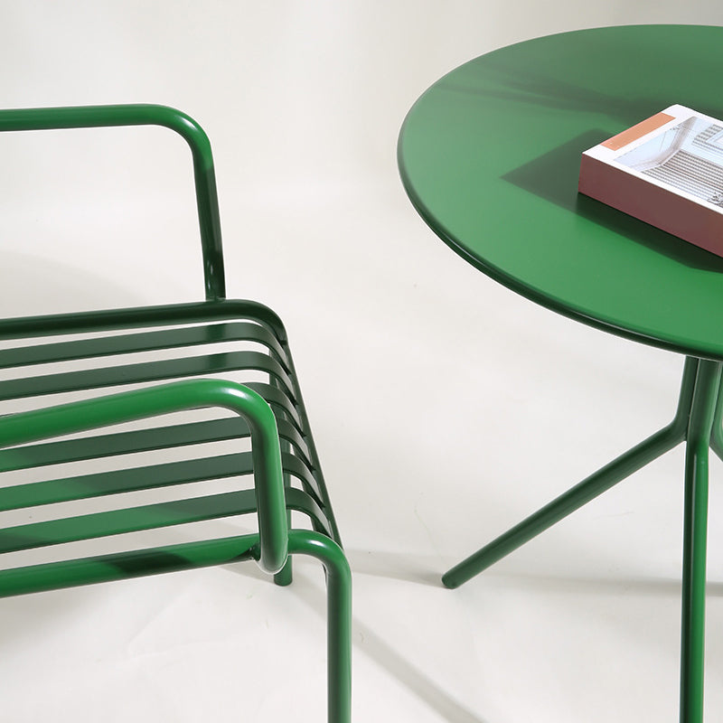 Dining Room Industrial Chair Metal Slat Back Dining Chair in Green