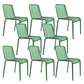 Dining Room Industrial Chair Metal Slat Back Dining Chair in Green