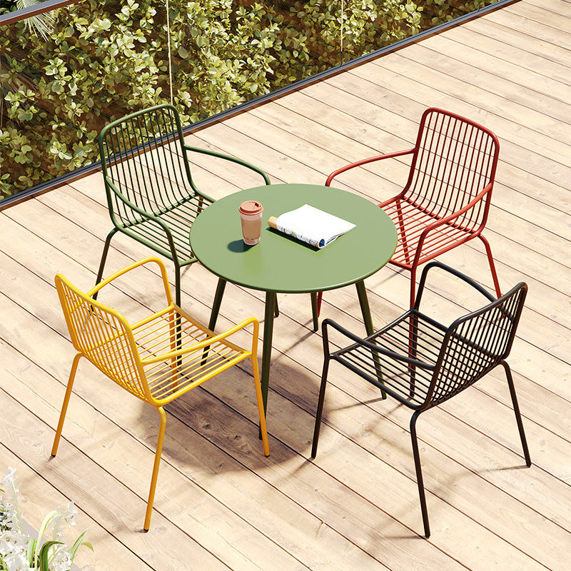 Outdoor Patio Arm Chair Metal Industrial Chairs with Slat Back Clearhalo 'Dining Chairs' 'Dining Tables & Seating' 'dining_chair' 'furn' 'furn_dining_chair' 'Furniture' 'Kitchen & Dining Furniture' 6453380
