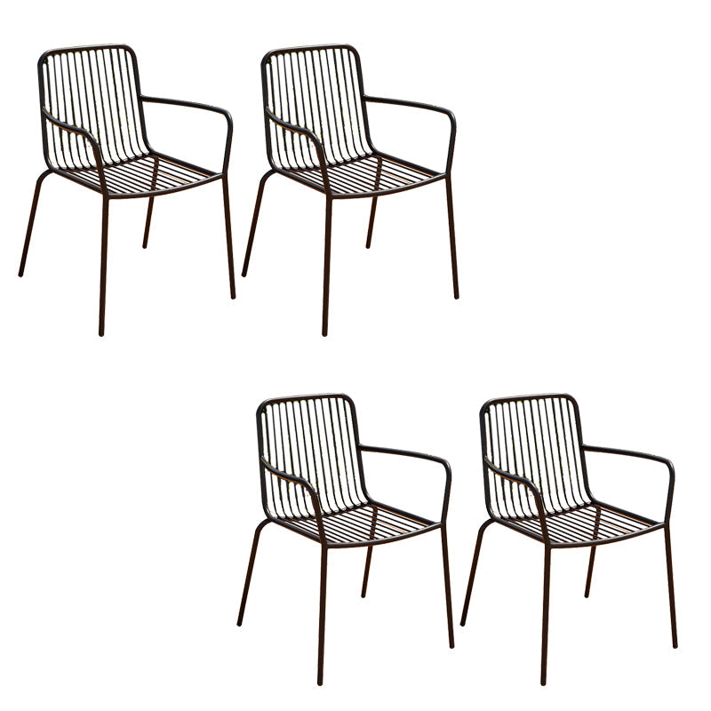 Outdoor Patio Arm Chair Metal Industrial Chairs with Slat Back Black 4 Piece Set Clearhalo 'Dining Chairs' 'Dining Tables & Seating' 'dining_chair' 'furn' 'furn_dining_chair' 'Furniture' 'Kitchen & Dining Furniture' 6453382
