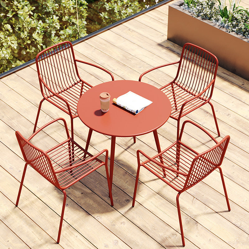 Outdoor Patio Arm Chair Metal Industrial Chairs with Slat Back Clearhalo 'Dining Chairs' 'Dining Tables & Seating' 'dining_chair' 'furn' 'furn_dining_chair' 'Furniture' 'Kitchen & Dining Furniture' 6453384