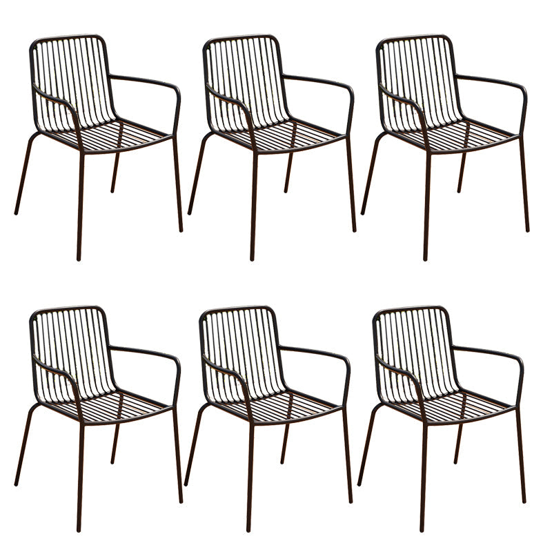 Outdoor Patio Arm Chair Metal Industrial Chairs with Slat Back Black 6 Piece Set Clearhalo 'Dining Chairs' 'Dining Tables & Seating' 'dining_chair' 'furn' 'furn_dining_chair' 'Furniture' 'Kitchen & Dining Furniture' 6453385