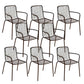Outdoor Patio Arm Chair Metal Industrial Chairs with Slat Back Black 8 Piece Set Clearhalo 'Dining Chairs' 'Dining Tables & Seating' 'dining_chair' 'furn' 'furn_dining_chair' 'Furniture' 'Kitchen & Dining Furniture' 6453386