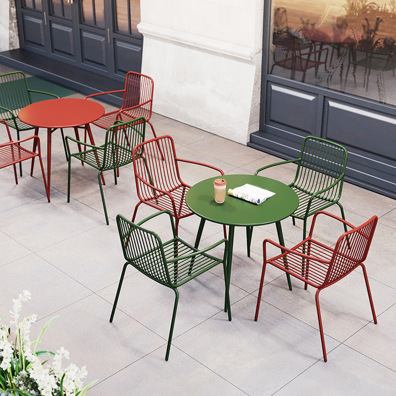 Outdoor Patio Arm Chair Metal Industrial Chairs with Slat Back Clearhalo 'Dining Chairs' 'Dining Tables & Seating' 'dining_chair' 'furn' 'furn_dining_chair' 'Furniture' 'Kitchen & Dining Furniture' 6453387