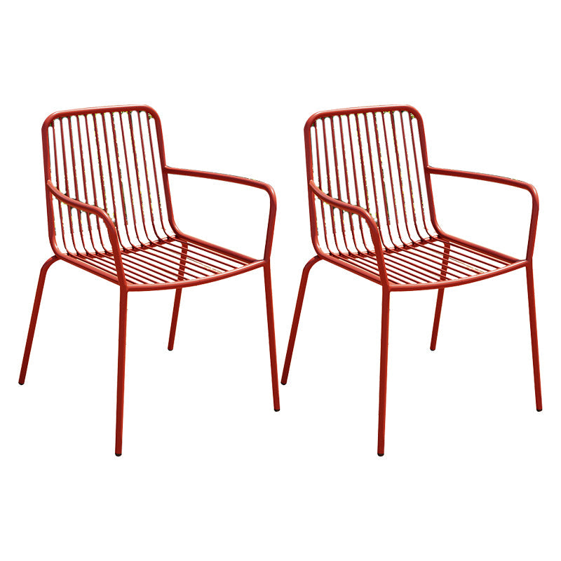 Outdoor Patio Arm Chair Metal Industrial Chairs with Slat Back Red 2 Piece Set Clearhalo 'Dining Chairs' 'Dining Tables & Seating' 'dining_chair' 'furn' 'furn_dining_chair' 'Furniture' 'Kitchen & Dining Furniture' 6453389