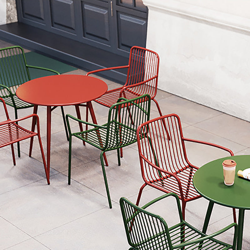 Outdoor Patio Arm Chair Metal Industrial Chairs with Slat Back Clearhalo 'Dining Chairs' 'Dining Tables & Seating' 'dining_chair' 'furn' 'furn_dining_chair' 'Furniture' 'Kitchen & Dining Furniture' 6453391