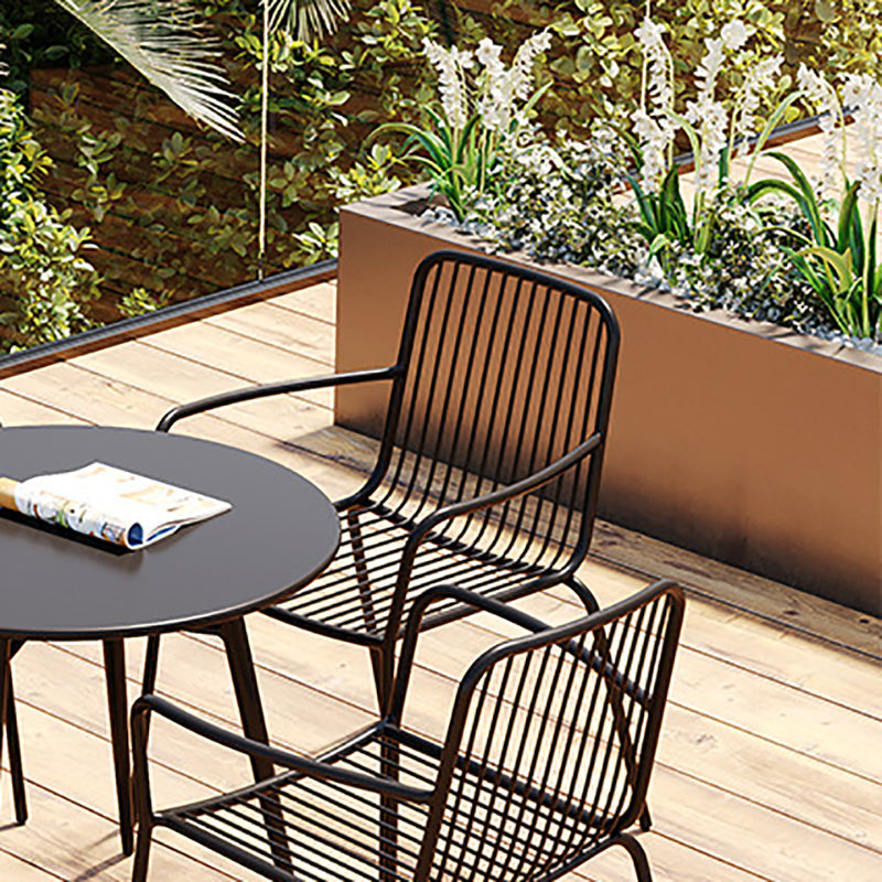 Outdoor Patio Arm Chair Metal Industrial Chairs with Slat Back Clearhalo 'Dining Chairs' 'Dining Tables & Seating' 'dining_chair' 'furn' 'furn_dining_chair' 'Furniture' 'Kitchen & Dining Furniture' 6453393