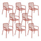 Outdoor Patio Arm Chair Metal Industrial Chairs with Slat Back Red 8 Piece Set Clearhalo 'Dining Chairs' 'Dining Tables & Seating' 'dining_chair' 'furn' 'furn_dining_chair' 'Furniture' 'Kitchen & Dining Furniture' 6453394