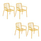 Outdoor Patio Arm Chair Metal Industrial Chairs with Slat Back Yellow 4 Piece Set Clearhalo 'Dining Chairs' 'Dining Tables & Seating' 'dining_chair' 'furn' 'furn_dining_chair' 'Furniture' 'Kitchen & Dining Furniture' 6453399