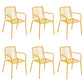 Outdoor Patio Arm Chair Metal Industrial Chairs with Slat Back Yellow 6 Piece Set Clearhalo 'Dining Chairs' 'Dining Tables & Seating' 'dining_chair' 'furn' 'furn_dining_chair' 'Furniture' 'Kitchen & Dining Furniture' 6453400