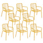 Outdoor Patio Arm Chair Metal Industrial Chairs with Slat Back Yellow 8 Piece Set Clearhalo 'Dining Chairs' 'Dining Tables & Seating' 'dining_chair' 'furn' 'furn_dining_chair' 'Furniture' 'Kitchen & Dining Furniture' 6453402