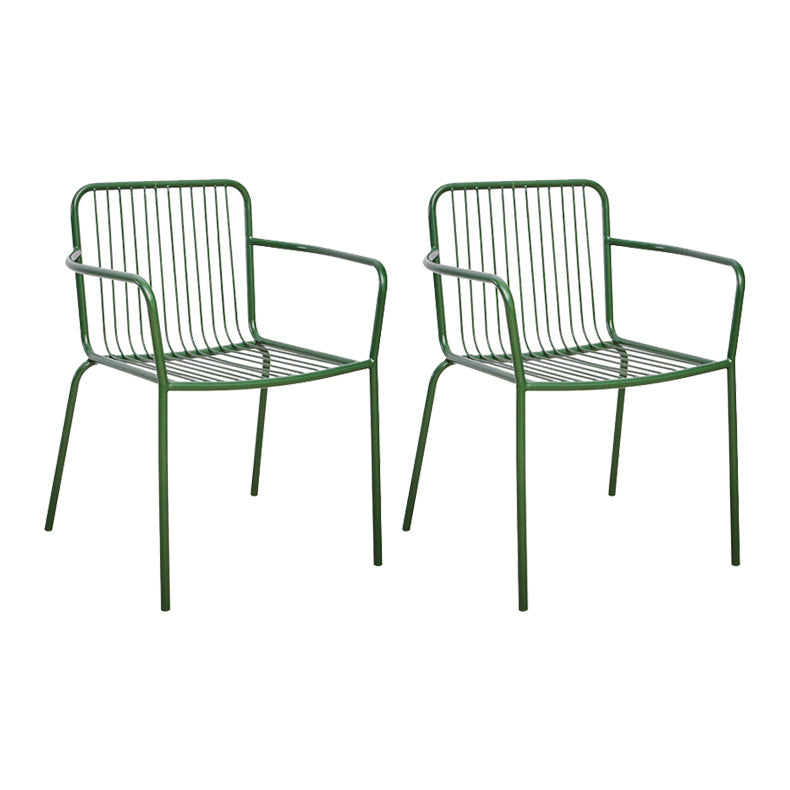 Outdoor Patio Arm Chair Metal Industrial Chairs with Slat Back Green 2 Piece Set Clearhalo 'Dining Chairs' 'Dining Tables & Seating' 'dining_chair' 'furn' 'furn_dining_chair' 'Furniture' 'Kitchen & Dining Furniture' 6453404
