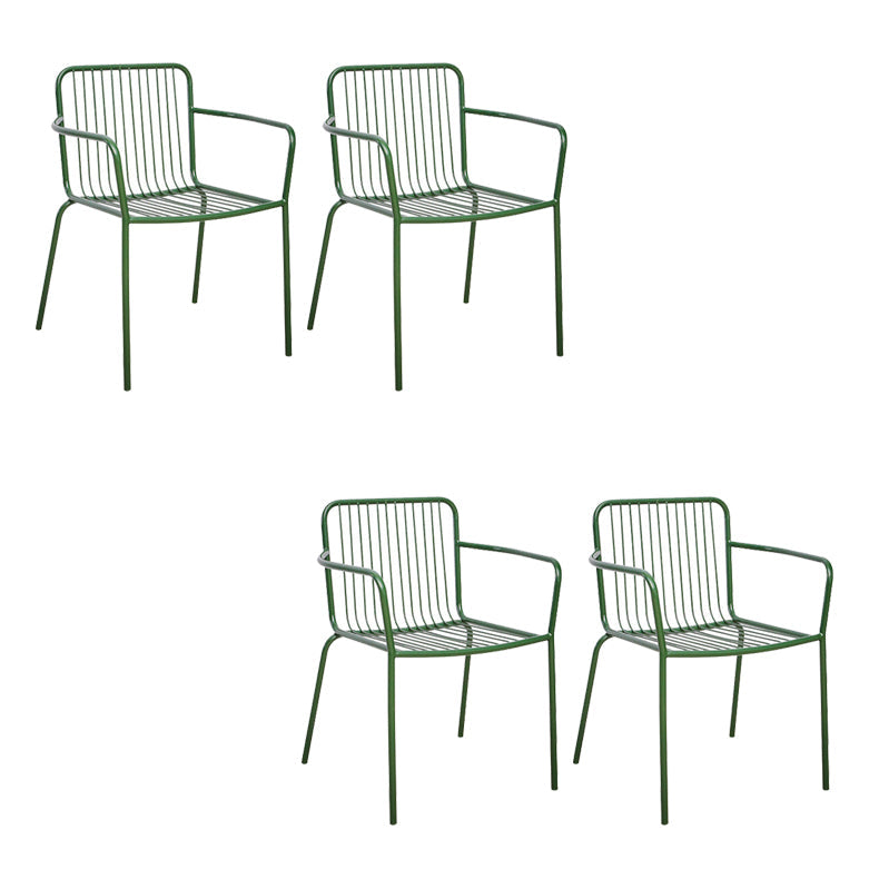 Outdoor Patio Arm Chair Metal Industrial Chairs with Slat Back Green 4 Piece Set Clearhalo 'Dining Chairs' 'Dining Tables & Seating' 'dining_chair' 'furn' 'furn_dining_chair' 'Furniture' 'Kitchen & Dining Furniture' 6453406