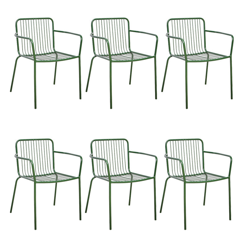Outdoor Patio Arm Chair Metal Industrial Chairs with Slat Back Green 6 Piece Set Clearhalo 'Dining Chairs' 'Dining Tables & Seating' 'dining_chair' 'furn' 'furn_dining_chair' 'Furniture' 'Kitchen & Dining Furniture' 6453407