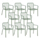 Outdoor Patio Arm Chair Metal Industrial Chairs with Slat Back Green 8 Piece Set Clearhalo 'Dining Chairs' 'Dining Tables & Seating' 'dining_chair' 'furn' 'furn_dining_chair' 'Furniture' 'Kitchen & Dining Furniture' 6453408