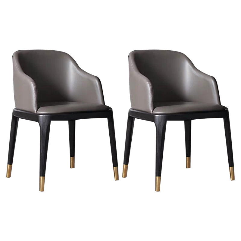 Faux Leather Upholstered Dining Chairs Industrial Solid Back Chair