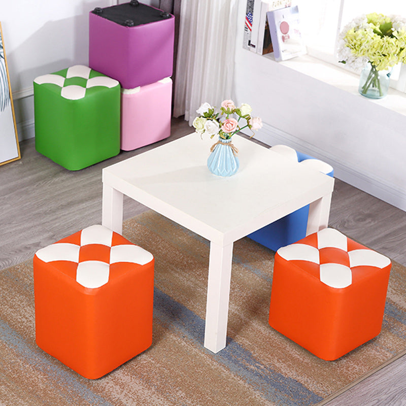 Color Panel Pouf Ottoman Stain Resistant Square Faux Leather Tufted Ottoman Clearhalo 'furn' 'furn_ottomans_poufs' 'Furniture' 'Living Room Furniture' 'Ottomans & Poufs' 'ottomans_poufs' 6453575