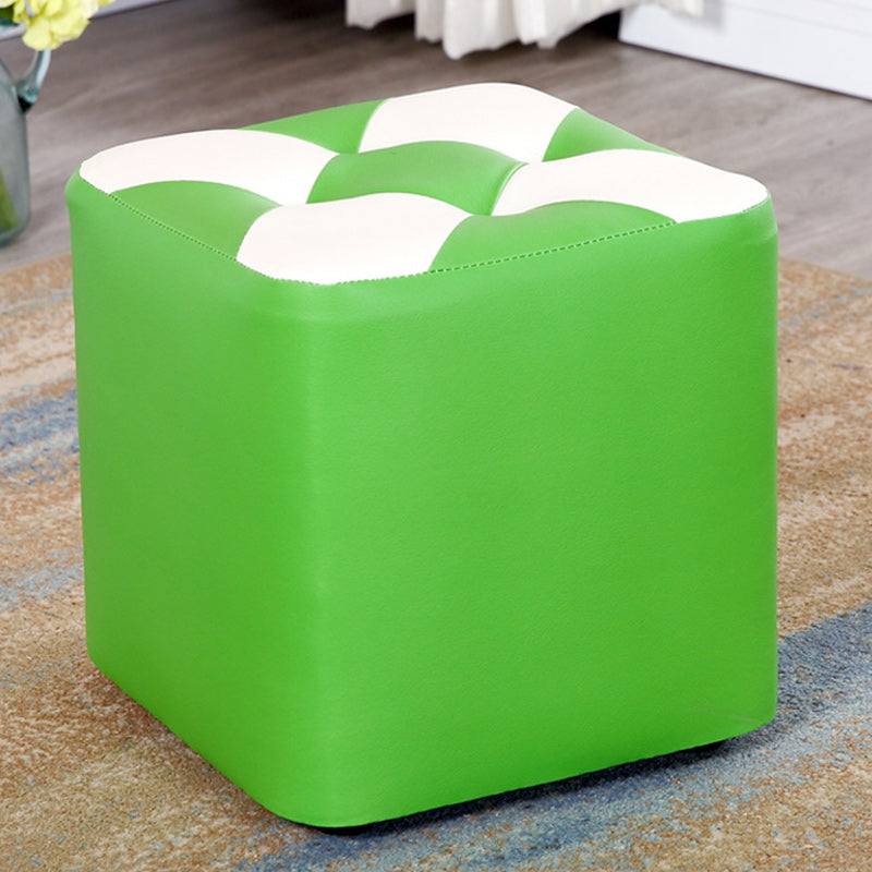 Color Panel Pouf Ottoman Stain Resistant Square Faux Leather Tufted Ottoman 11"L x 11"W x 12"H Green 1 Piece Clearhalo 'furn' 'furn_ottomans_poufs' 'Furniture' 'Living Room Furniture' 'Ottomans & Poufs' 'ottomans_poufs' 6453592