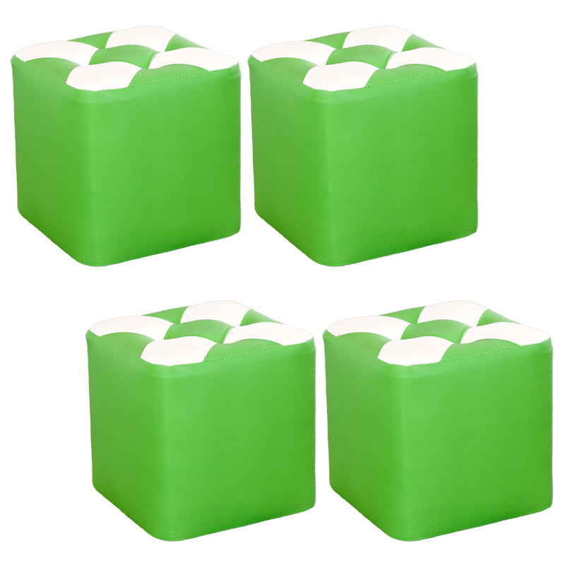 Color Panel Pouf Ottoman Stain Resistant Square Faux Leather Tufted Ottoman 11"L x 11"W x 12"H Green 4 Piece Set Clearhalo 'furn' 'furn_ottomans_poufs' 'Furniture' 'Living Room Furniture' 'Ottomans & Poufs' 'ottomans_poufs' 6453594
