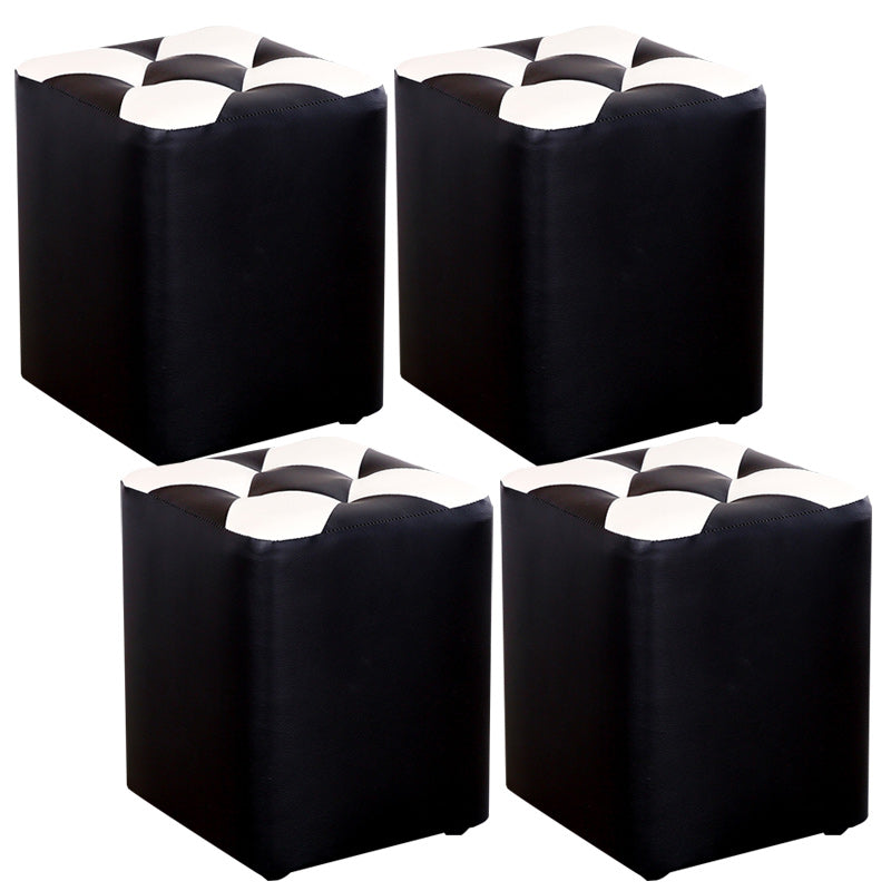 Color Panel Pouf Ottoman Stain Resistant Square Faux Leather Tufted Ottoman 11"L x 11"W x 14"H Black 4 Piece Set Clearhalo 'furn' 'furn_ottomans_poufs' 'Furniture' 'Living Room Furniture' 'Ottomans & Poufs' 'ottomans_poufs' 6453603